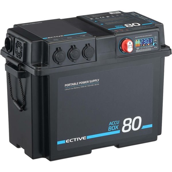 ECTIVE AccuBox 80/120/150/180 tragbare Stromversorgung mit Lithium Batterie, Wechselrichter, MPPT